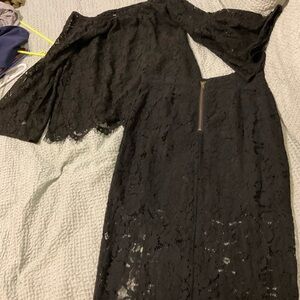 Chaser Black Lace Cape Dress